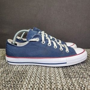 Converse All-Star Women's 10 Blue Low Top Double Tongue Sneakers Shoes 145333F